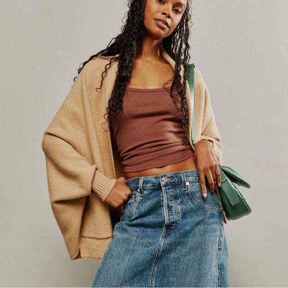 Free People Everyday Cocoon Poncho Cream Size All - Picture 1 of 6